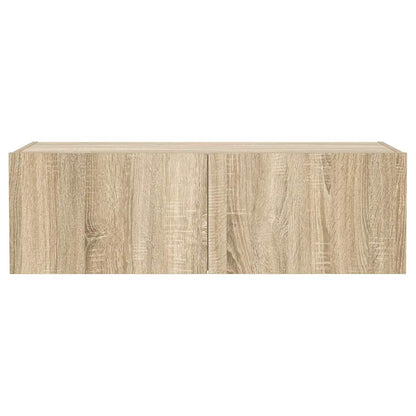 TV Wall Cabinet with LED Lights Sonoma Oak 100x35x31 cm
