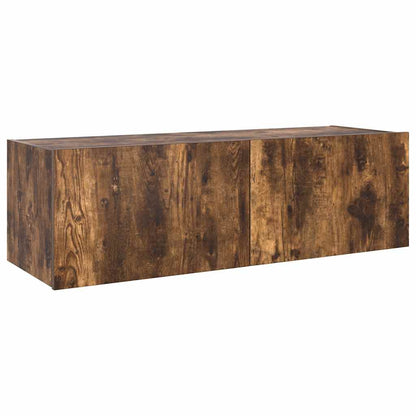 TV Wall Cabinet with LED Lights Smoked Oak 100x35x31 cm