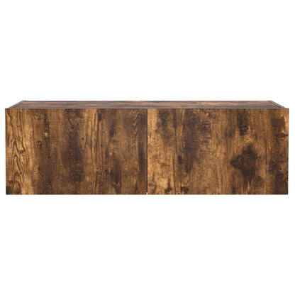 TV Wall Cabinet with LED Lights Smoked Oak 100x35x31 cm
