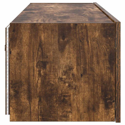 TV Wall Cabinet with LED Lights Smoked Oak 100x35x31 cm