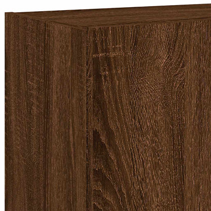 TV Wall Cabinet with LED Lights Brown Oak 60x35x41 cm