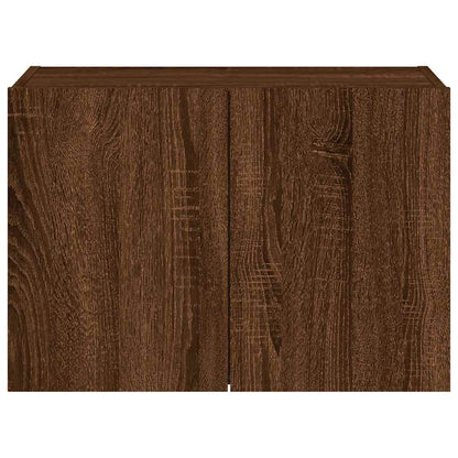 TV Wall Cabinet with LED Lights Brown Oak 60x35x41 cm