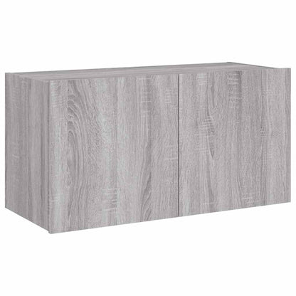 TV Wall Cabinet with LED Lights Grey Sonoma 80x35x41 cm