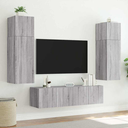 TV Wall Cabinet with LED Lights Grey Sonoma 80x35x41 cm