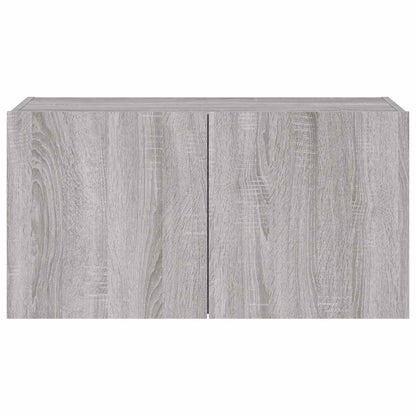 TV Wall Cabinet with LED Lights Grey Sonoma 80x35x41 cm