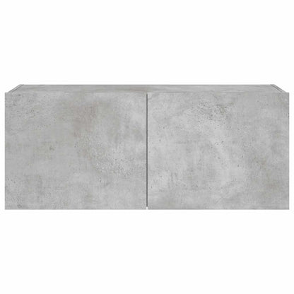 TV Wall Cabinet with LED Lights Concrete Grey 100x35x41 cm