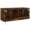 TV Wall Cabinet with LED Lights Smoked Oak 100x35x41 cm