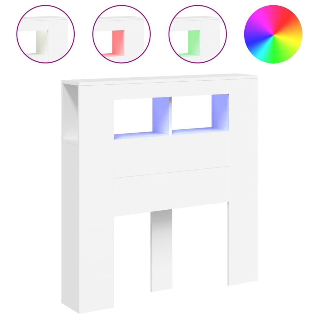 LED Headboard White 100x18,5x103,5 cm Engineered Wood