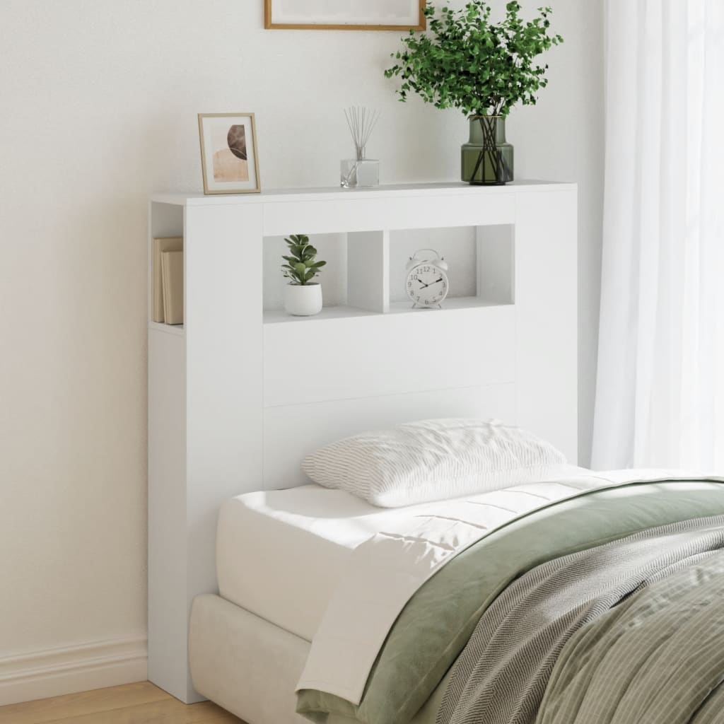 LED Headboard White 100x18,5x103,5 cm Engineered Wood