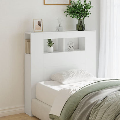 LED Headboard White 100x18,5x103,5 cm Engineered Wood