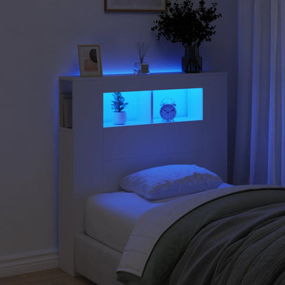 LED Headboard White 100x18,5x103,5 cm Engineered Wood