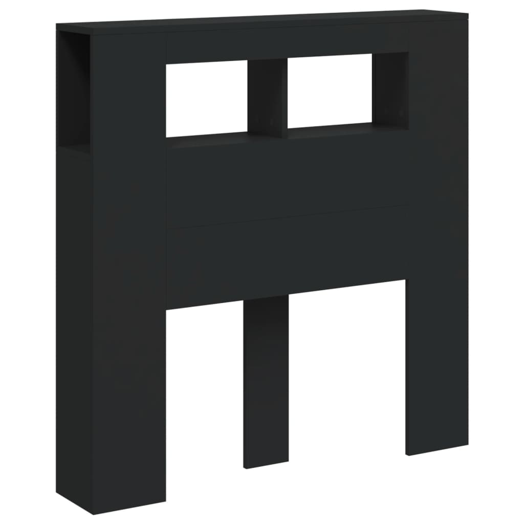 LED Headboard Black 100x18,5x103,5 cm Engineered Wood
