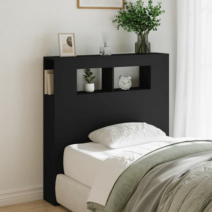 LED Headboard Black 100x18,5x103,5 cm Engineered Wood