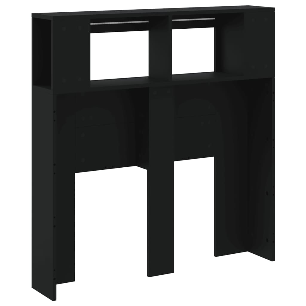LED Headboard Black 100x18,5x103,5 cm Engineered Wood