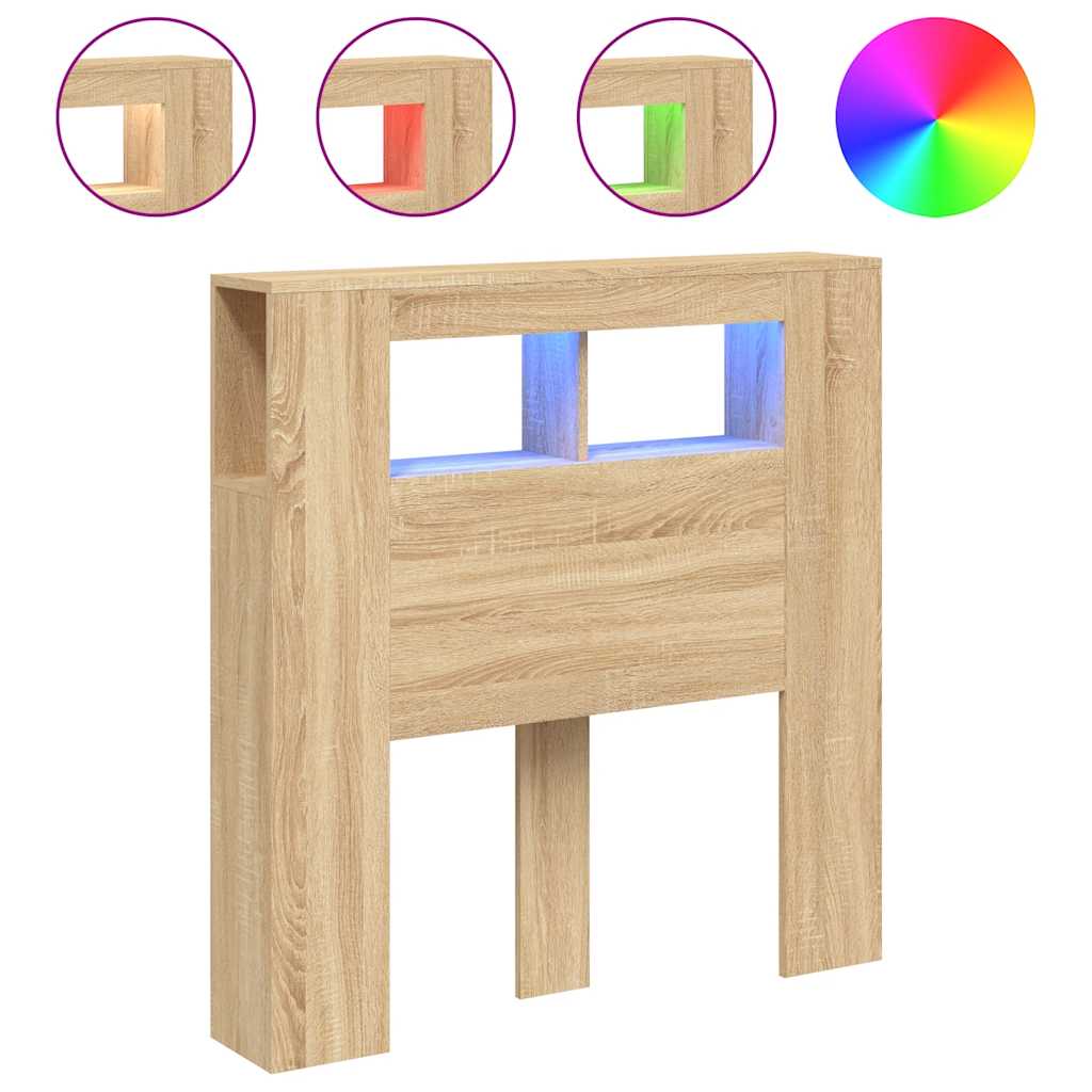 LED Headboard Sonoma Oak 100x18,5x103,5 cm Engineered Wood