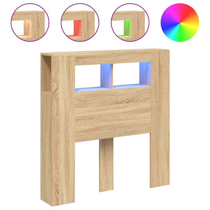 LED Headboard Sonoma Oak 100x18,5x103,5 cm Engineered Wood