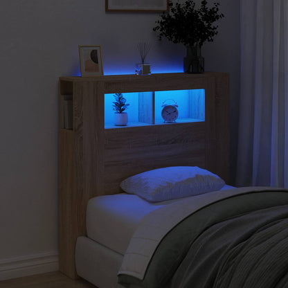 LED Headboard Sonoma Oak 100x18,5x103,5 cm Engineered Wood