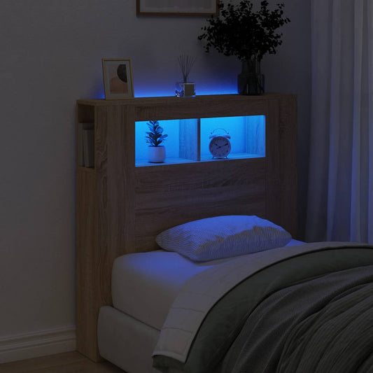LED Headboard Sonoma Oak 100x18,5x103,5 cm Engineered Wood