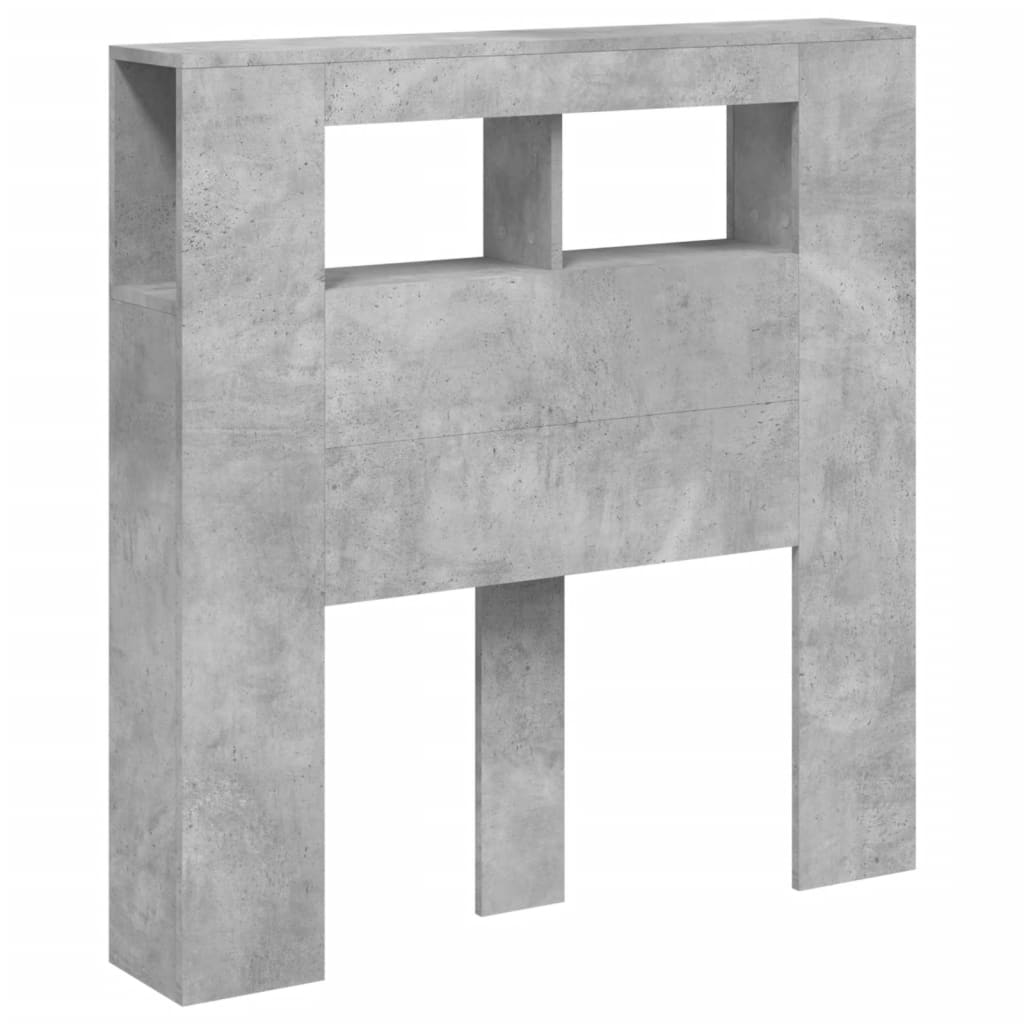 LED Headboard Concrete Grey 100x18,5x103,5 cm Engineered Wood