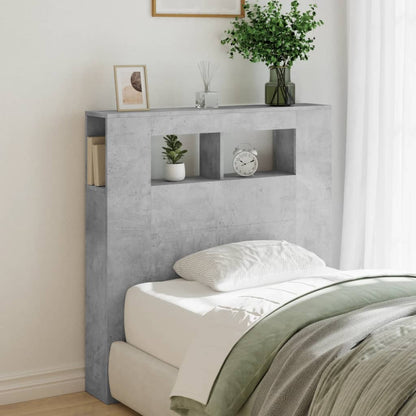 LED Headboard Concrete Grey 100x18,5x103,5 cm Engineered Wood