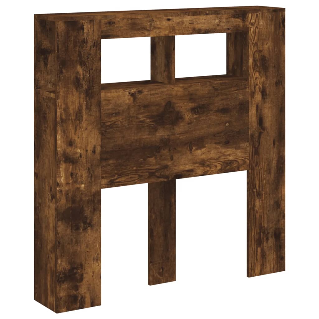 LED Headboard Smoked Oak 100x18,5x103,5 cm Engineered Wood