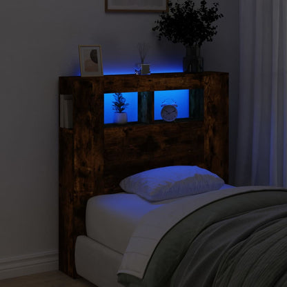 LED Headboard Smoked Oak 100x18,5x103,5 cm Engineered Wood