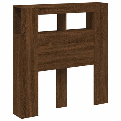 LED Headboard Brown Oak 100x18,5x103,5 cm Engineered Wood