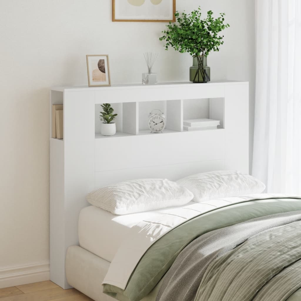 LED Headboard White 120x18,5x103,5 cm Engineered Wood
