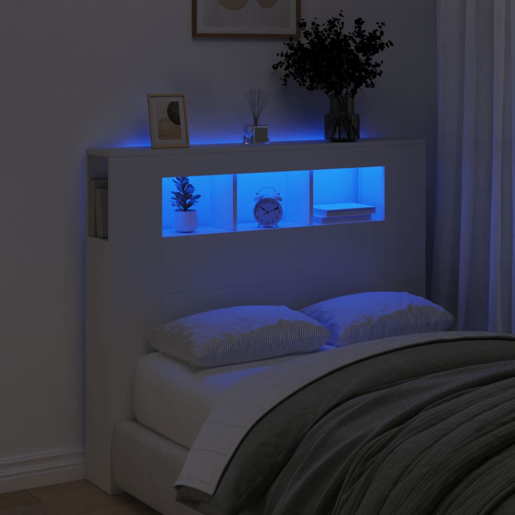 LED Headboard White 120x18,5x103,5 cm Engineered Wood