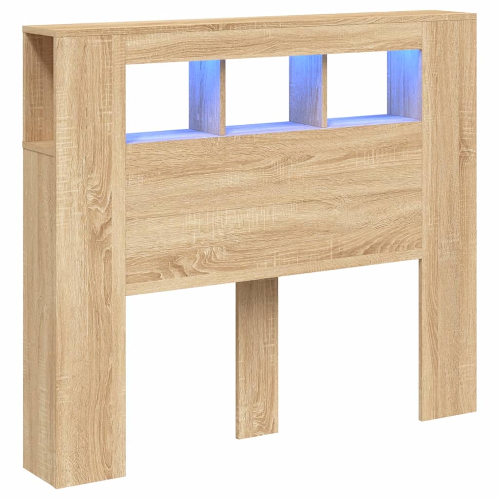 LED Headboard Sonoma Oak 120x18,5x103,5 cm Engineered Wood