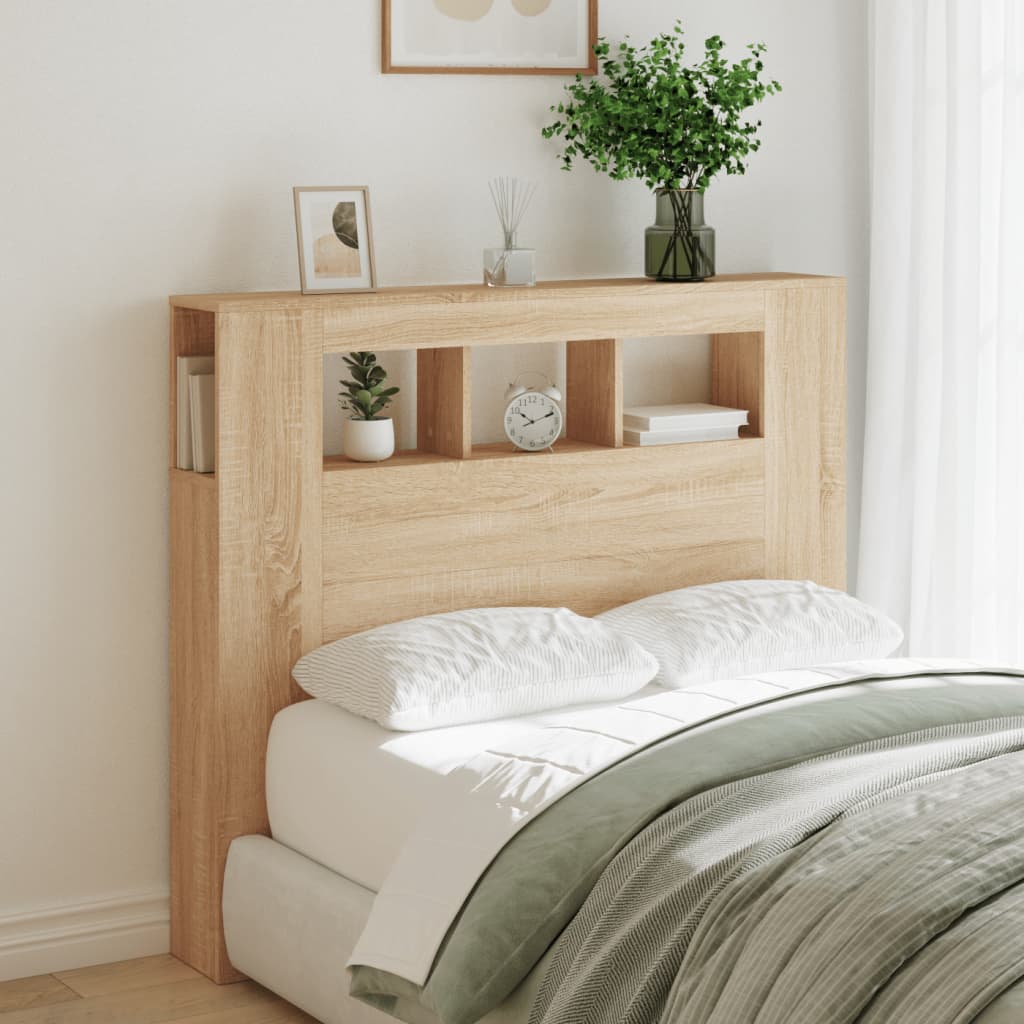 LED Headboard Sonoma Oak 120x18,5x103,5 cm Engineered Wood