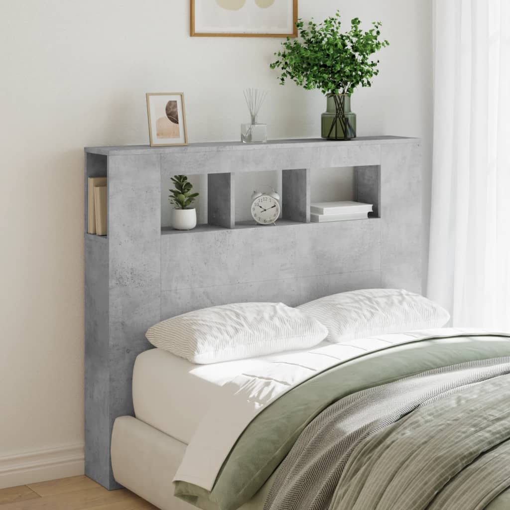 LED Headboard Concrete Grey 120x18,5x103,5 cm Engineered Wood