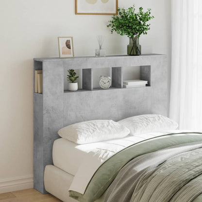 LED Headboard Concrete Grey 120x18,5x103,5 cm Engineered Wood
