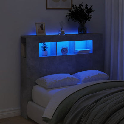 LED Headboard Concrete Grey 120x18,5x103,5 cm Engineered Wood