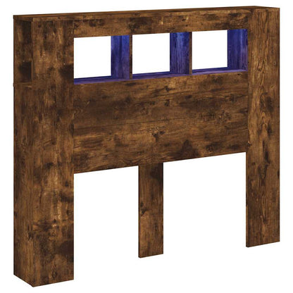 LED Headboard Smoked Oak 120x18,5x103,5 cm Engineered Wood