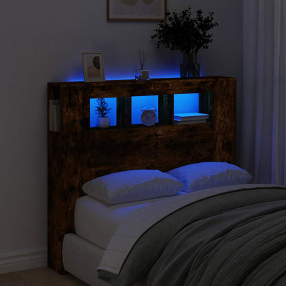 LED Headboard Smoked Oak 120x18,5x103,5 cm Engineered Wood