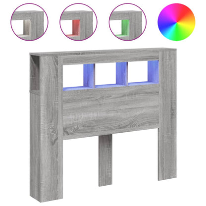 LED Headboard Grey Sonoma 120x18.5x103.5 cm Engineered Wood