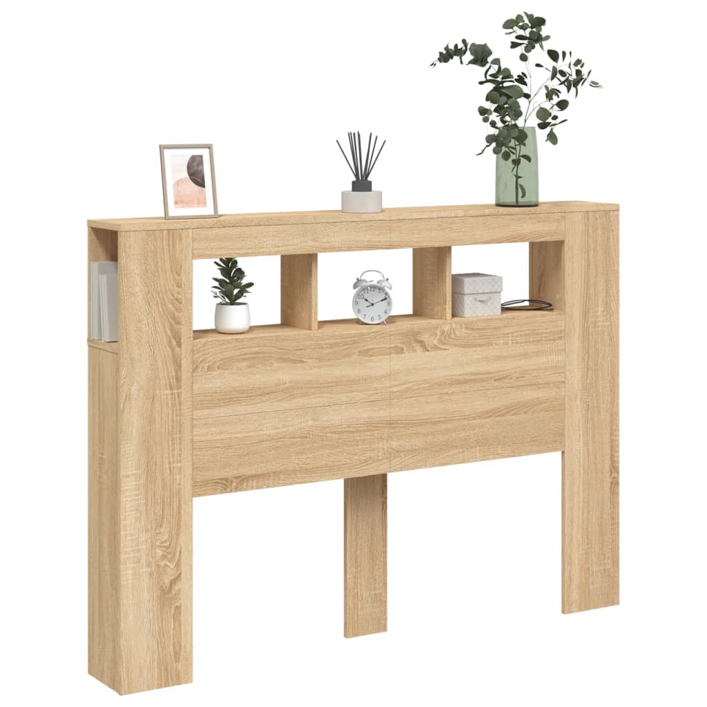 LED Headboard Sonoma Oak 140x18,5x103,5 cm Engineered Wood