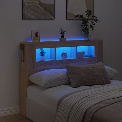 LED Headboard Sonoma Oak 140x18,5x103,5 cm Engineered Wood