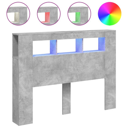 LED Headboard Concrete Grey 140x18,5x103,5 cm Engineered Wood