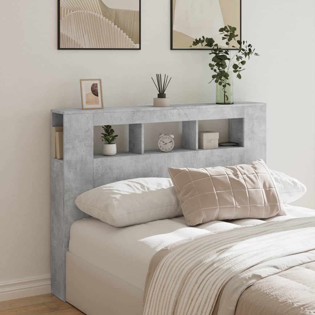 LED Headboard Concrete Grey 140x18,5x103,5 cm Engineered Wood