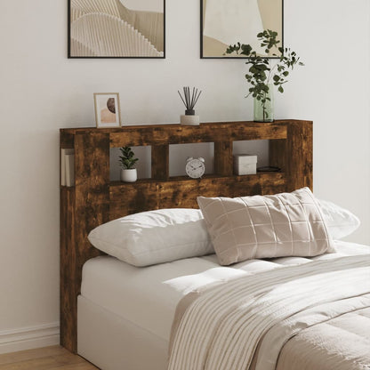 LED Headboard Smoked Oak 140x18,5x103,5 cm Engineered Wood