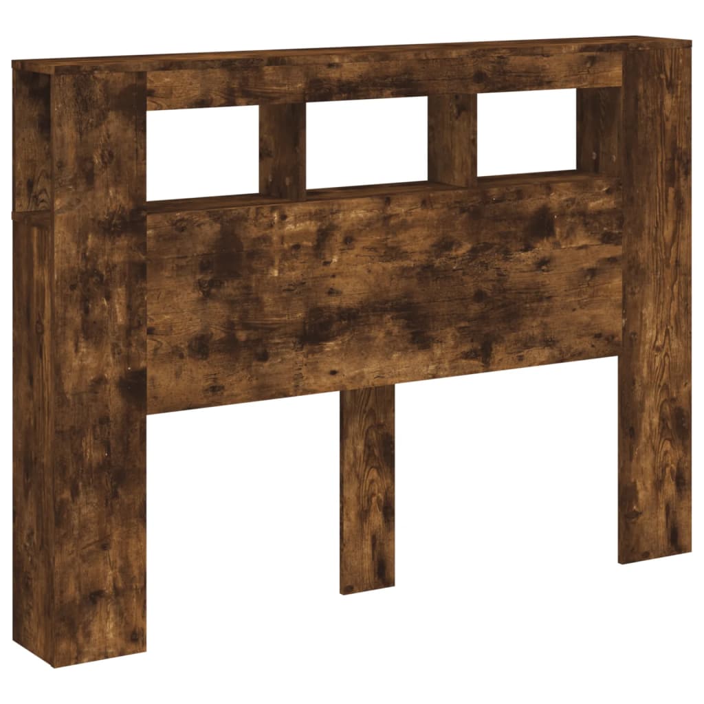 LED Headboard Smoked Oak 140x18,5x103,5 cm Engineered Wood