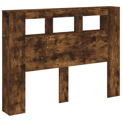 LED Headboard Smoked Oak 140x18,5x103,5 cm Engineered Wood