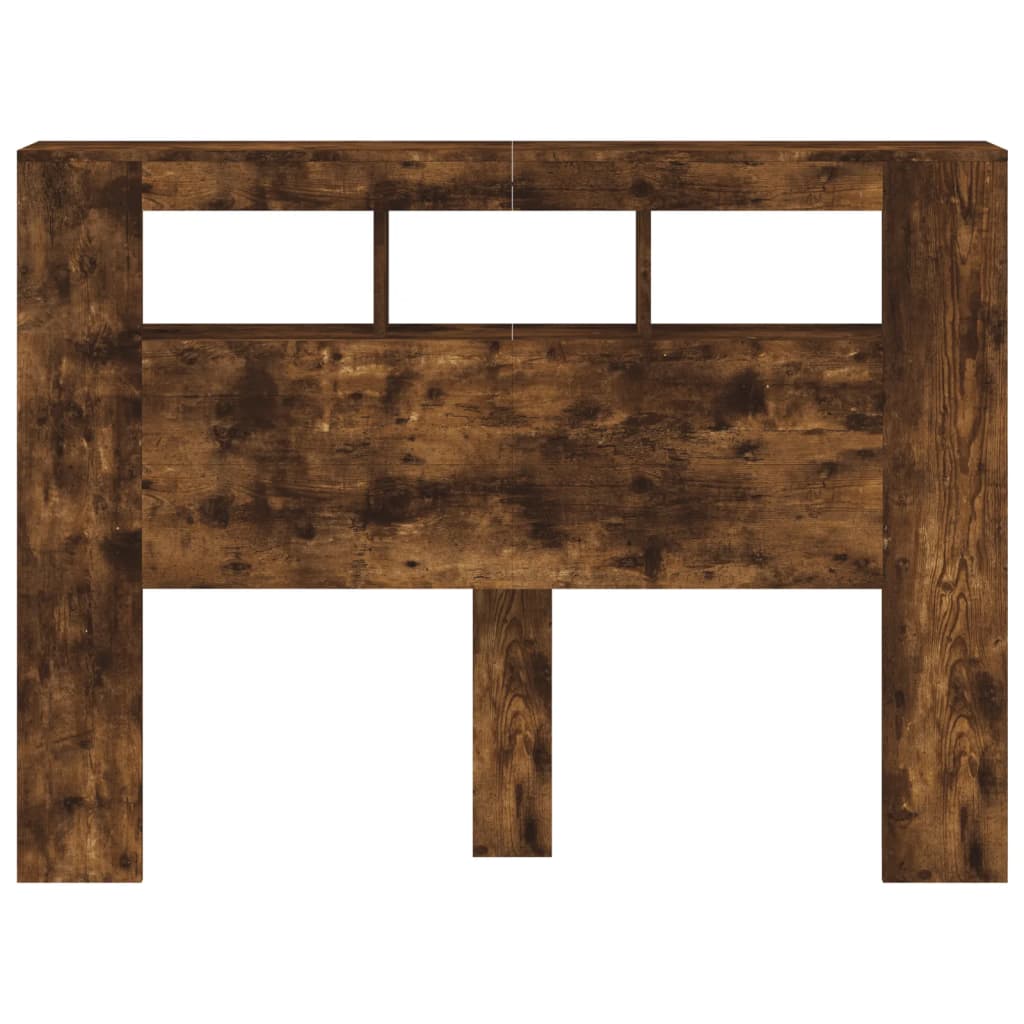 LED Headboard Smoked Oak 140x18,5x103,5 cm Engineered Wood