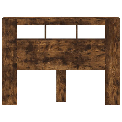 LED Headboard Smoked Oak 140x18,5x103,5 cm Engineered Wood