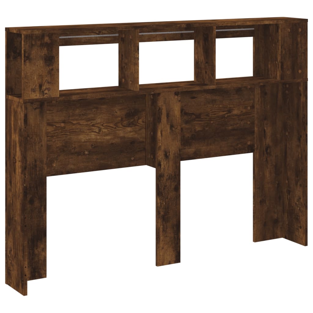 LED Headboard Smoked Oak 140x18,5x103,5 cm Engineered Wood