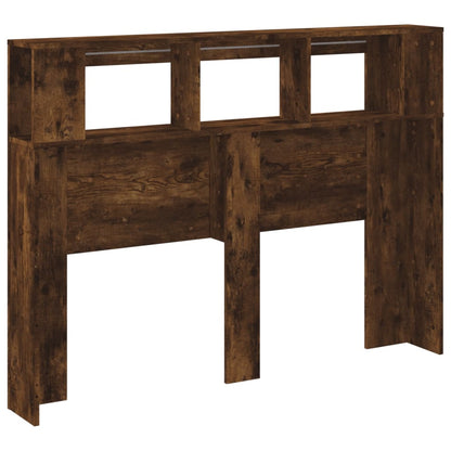 LED Headboard Smoked Oak 140x18,5x103,5 cm Engineered Wood