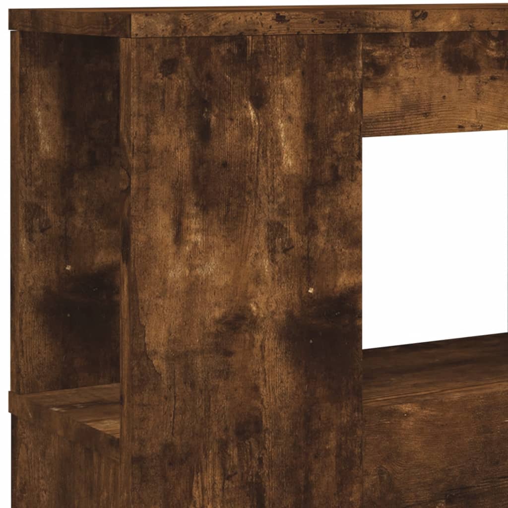 LED Headboard Smoked Oak 140x18,5x103,5 cm Engineered Wood
