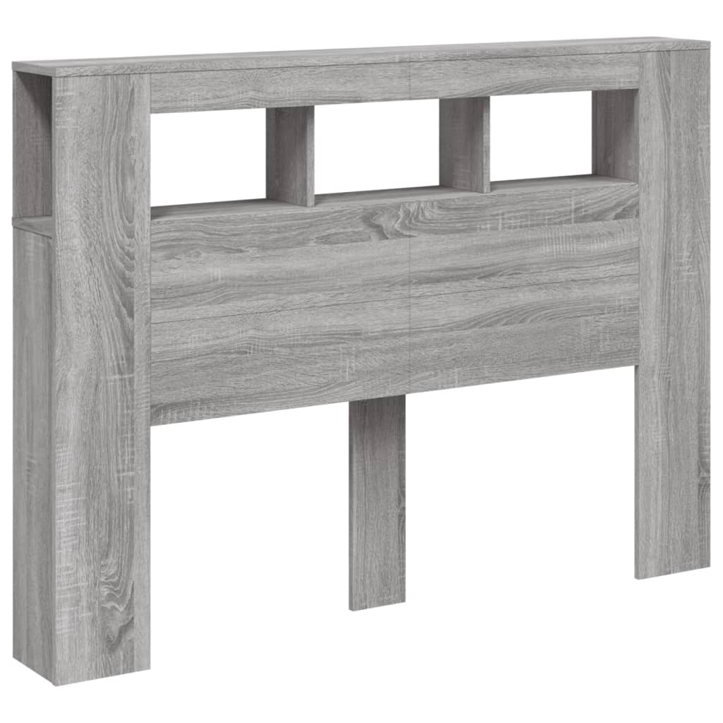 LED Headboard Grey Sonoma 140x18,5x103,5 cm Engineered Wood